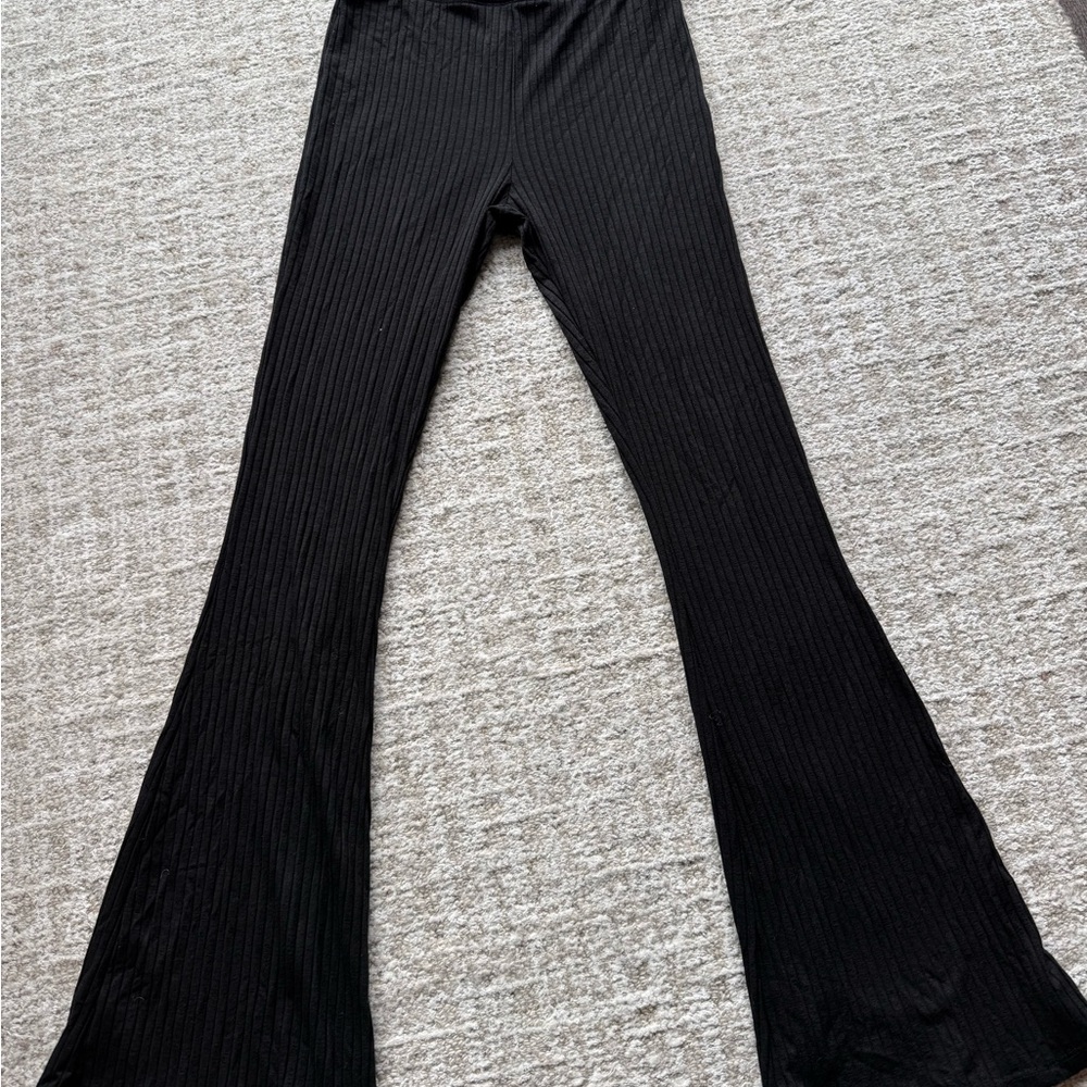 ASOS Black Ribbed Flare Pants